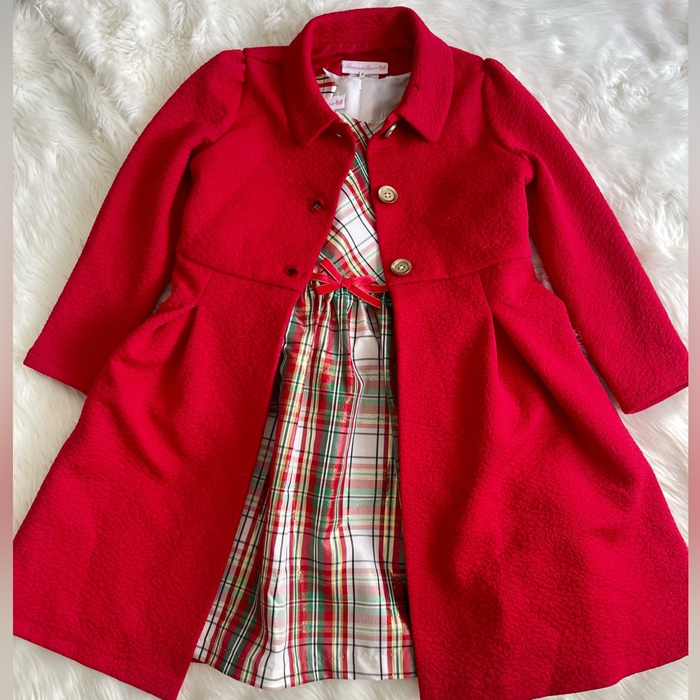 Christmas Dress Set ( Dress and Jacket) For Girl, Size 6, Red, Good condition.